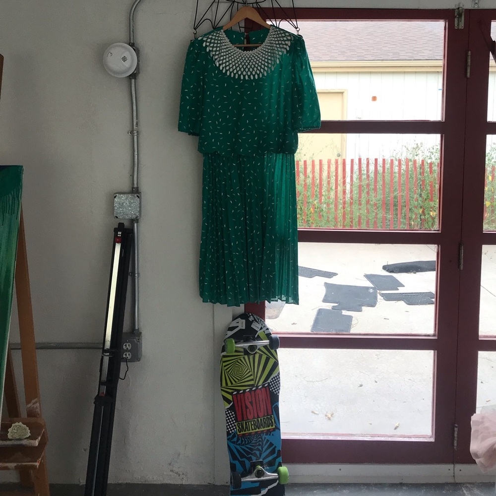 Vintage KR of NY funky bright green dress